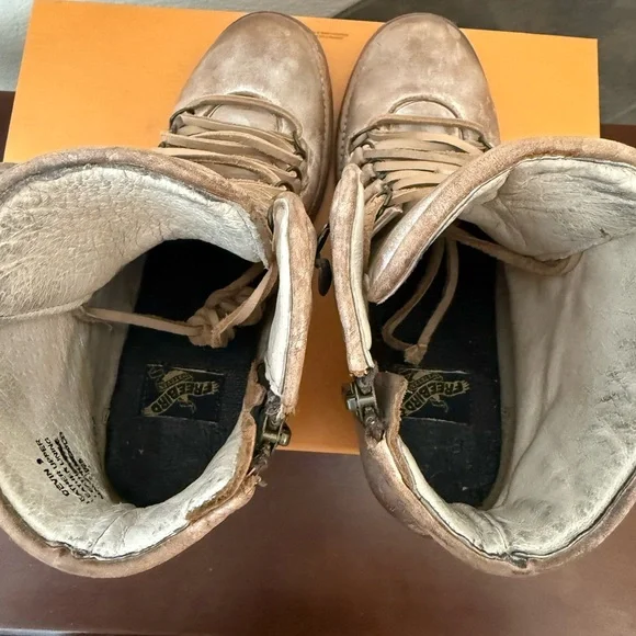 Freebird by Steven “Devin” Lace-Up Leather Ankle Boots Distressed Taupe Chic - Picture 5 of 12